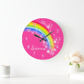 Spaß Mädchen Kinder Regenbogenname Rosa Uhr (Zuhause)
