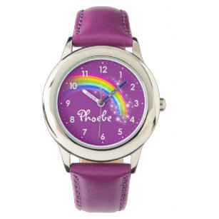 Spaß Mädchen Regenbogen Ihren Namen Handgelenk-Uhr Armbanduhr