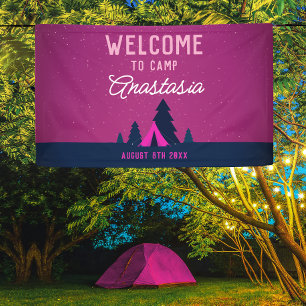 Spaß Mädchen Rosa Lagerfeuer Himmelszelt Outdoor W Banner