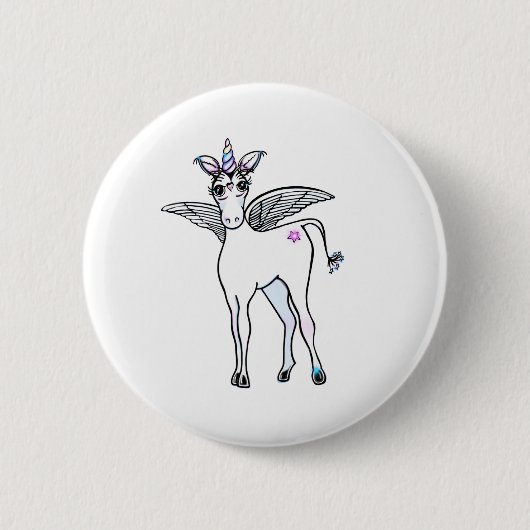 Spaß magisch Einhorn zeichnend Button (Vorderseite)