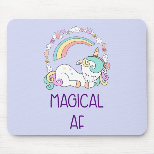 Spaß - Magischer AF. Einhorn, Regenbogen und Niedl Mousepad (Vorne)