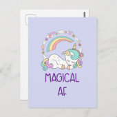Spaß - Magischer AF. Einhorn, Regenbogen und Niedl Postkarte (Vorne/Hinten)
