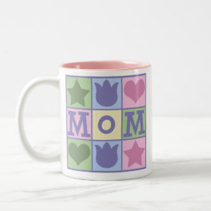 Spaß-Mama-Steppdecke quadriert rosa Zwei-Ton Tass Zweifarbige Tasse