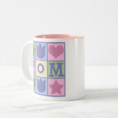 Spaß-Mama-Steppdecke quadriert rosa Zwei-Ton Tasse (Vorderseite Links)