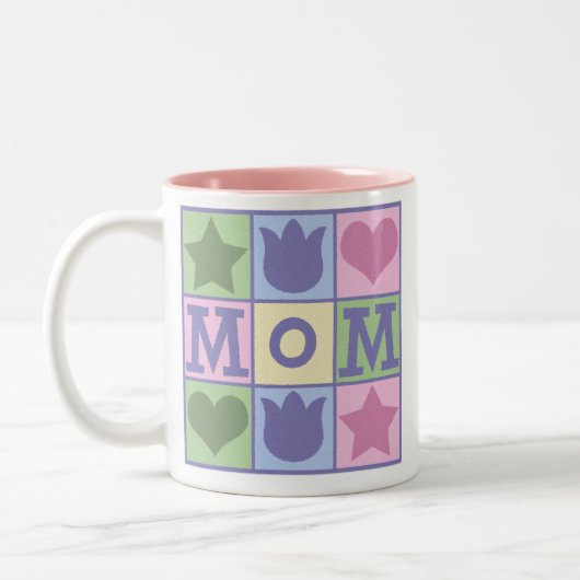 Spaß-Mama-Steppdecke quadriert rosa Zwei-Ton Tasse (Links)