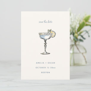 Spaß Margaritas Cocktail Zeichnung Blaue Hochzeit Save The Date