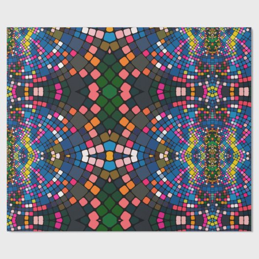 Spaß mehrfarbige Quadrate in psychedelischen Muste Geschenkpapier (Flach)