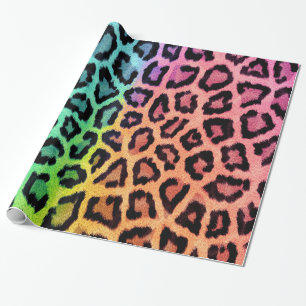 Spaß Mehrfarbiger Leoparddruck Geschenkpapier