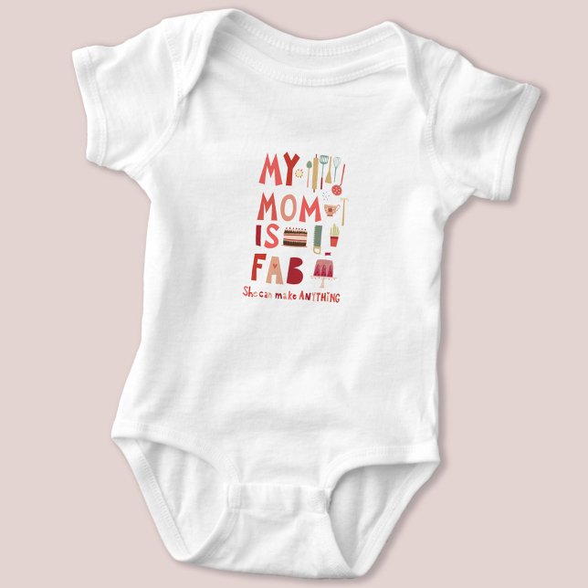 Spaß Meine Mama ist Fab-Handschrift Baby Strampler (My Mom is Fab baby bodysuit)