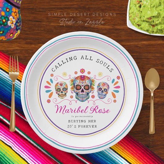 Spaß mexikanische Fiesta Calavera Sugar Skull Gebu Pappteller