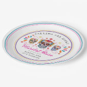 Spaß mexikanische Fiesta Calavera Sugar Skull Gebu Pappteller (Schrägansicht)