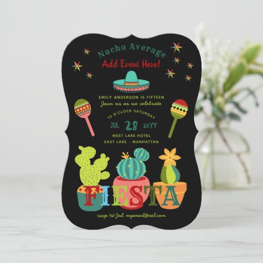 Spaß mexikanische FIESTA Einladungen NACHO DURCHSC (Stehend Vorderseite)