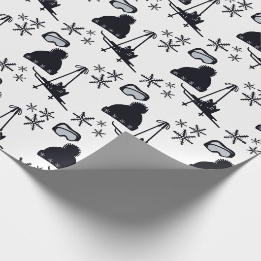 Spaß, minimalistisch, Skisportdesigns auf weißem H Geschenkpapier (Ecke)