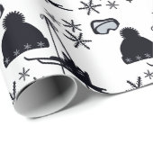 Spaß, minimalistisch, Skisportdesigns auf weißem H Geschenkpapier (Rolleneckpunkt)