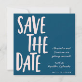 Spaß Minimalistische Aquamarine blaue Whimsikenseh Save The Date (Vorderseite)