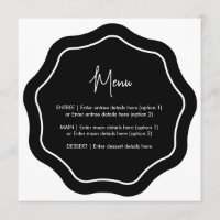 Spaß Minimalistisches Wavy Menü Schwarz & Weiß