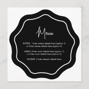 Spaß Minimalistisches Wavy Menü Schwarz & Weiß Menükarte