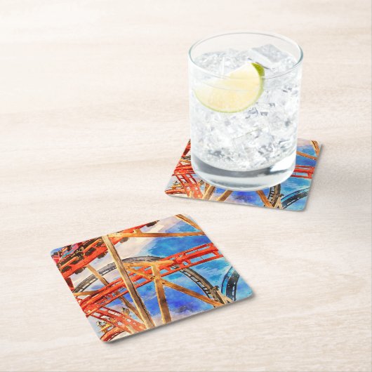 Spaß mit Achterbahn-Tragetasche Rechteckiger Pappuntersetzer (Vor Ort)