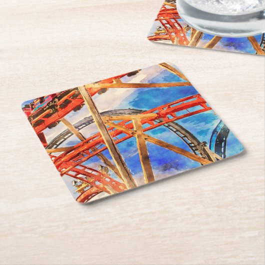 Spaß mit Achterbahn-Tragetasche Rechteckiger Pappuntersetzer (angewinkelt)