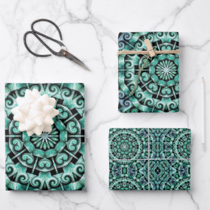 Spaß mit Aquamarin und schwarz Geschenkpapier Set