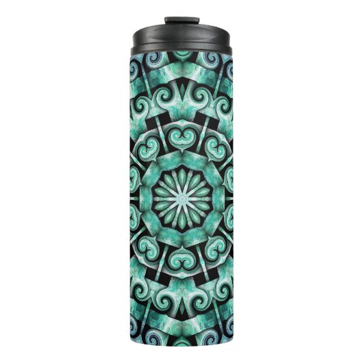 Spaß mit Aquamarin und schwarz Thermosbecher (Vorderseite)