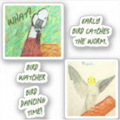 Spaß mit Birds Custom-Cut Vinyl Sticker (Vorderseite)