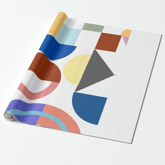 Spaß mit geometrischen farbigen Formen Name Geschenkpapier (Ungerollt)