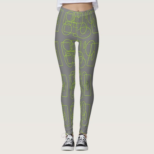 Spaß mit Grün und Grau Leggings (Vorderseite)