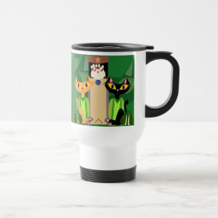 Spaß mit Katzen im Bowling mit Retro-Design Reisebecher