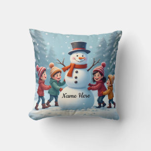 Spaß mit Kindern und Schneemann Kissen