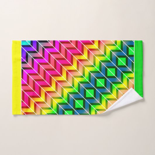 [Spaß mit Streifen] Muster #7a Rainbow Geometric Badhandtuch Set (Handtuch)