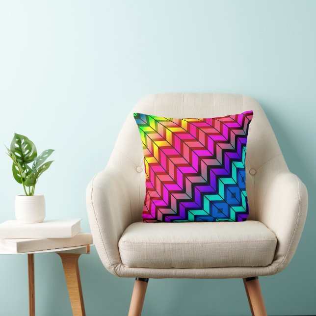 [Spaß mit Streifen] Muster #7a Rainbow Geometric Kissen (Stuhl )