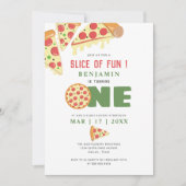 Spaß Modern Pizza Party Junge erste Geburtstag Einladung (Vorderseite)