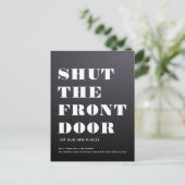 Spaß modern schließen die Eingangstür Minimalistis Ankündigungspostkarte (Stehend Vorderseite)