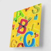 Spaß Moderne farbenfrohe ABC Quadratische Wanduhr (Winkel)