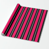 Spaß & moderne heiße rosa, schwarze & weiße Streif Geschenkpapier (Ungerollt)