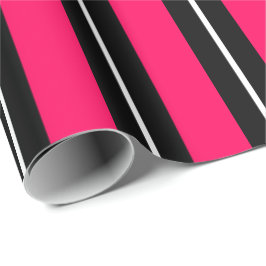 Spaß & moderne heiße rosa, schwarze & weiße Streif Geschenkpapier