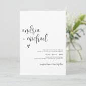 Spaß Moderne Lässige Minimalistische Herzenshochze Einladung (Stehend Vorderseite)