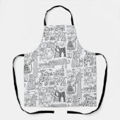 Spaß Moderne schwarze und weiße Katzen und Kätzche Schürze (Vorderseite)