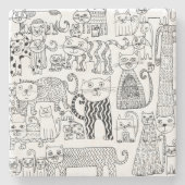 Spaß Moderne schwarze und weiße Katzen und Kätzche Steinuntersetzer (Vorderseite)