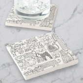 Spaß Moderne schwarze und weiße Katzen und Kätzche Steinuntersetzer