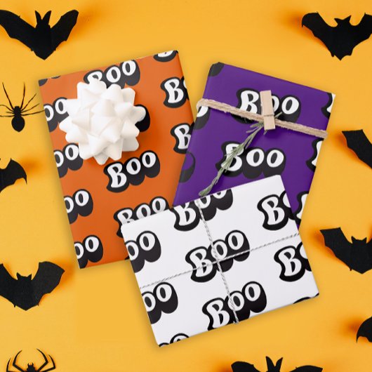 Spaß Moderner Boo farbenfroher Halloween Night Typ Geschenkpapier Set
