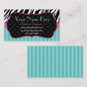 Spaß, moderner, bunter Zebra.  Blau, rosa u. Visitenkarte (Vorne/Hinten)