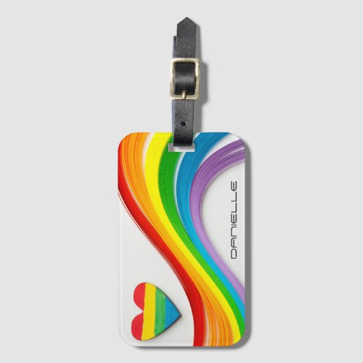 Spaß Moderner LGBT-Pride-Regenbogen-Personalisiert Gepäckanhänger (Vorderseite Vertikal)