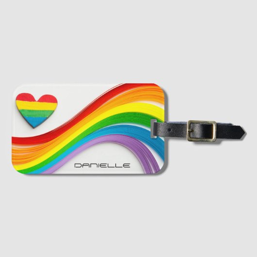 Spaß Moderner LGBT-Pride-Regenbogen-Personalisiert Gepäckanhänger (Vorderseite (Horizontal))