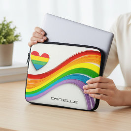 Spaß Moderner LGBT-Pride-Regenbogen-Personalisiert Laptopschutzhülle