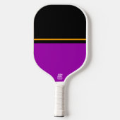 Spaß Moderner Lila schwarzer Farbblock Gelber Stre Pickleball Schläger (Rückseite)