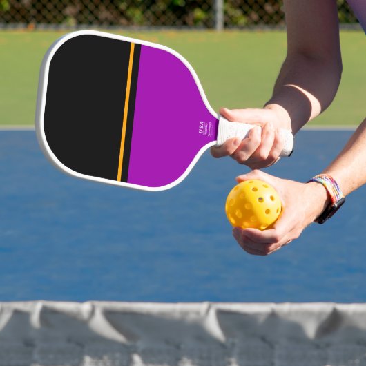 Spaß Moderner Lila schwarzer Farbblock Gelber Stre Pickleball Schläger (InSitu)