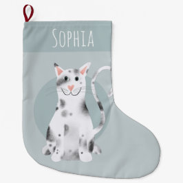 Spaß Moderner Niedlicher Schwarz-Weiß-Katze Cartoo Großer Weihnachtsstrumpf