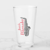 Spaß Moderner Saxophone Band Musician Glass Cup Glas (Vorderseite)
